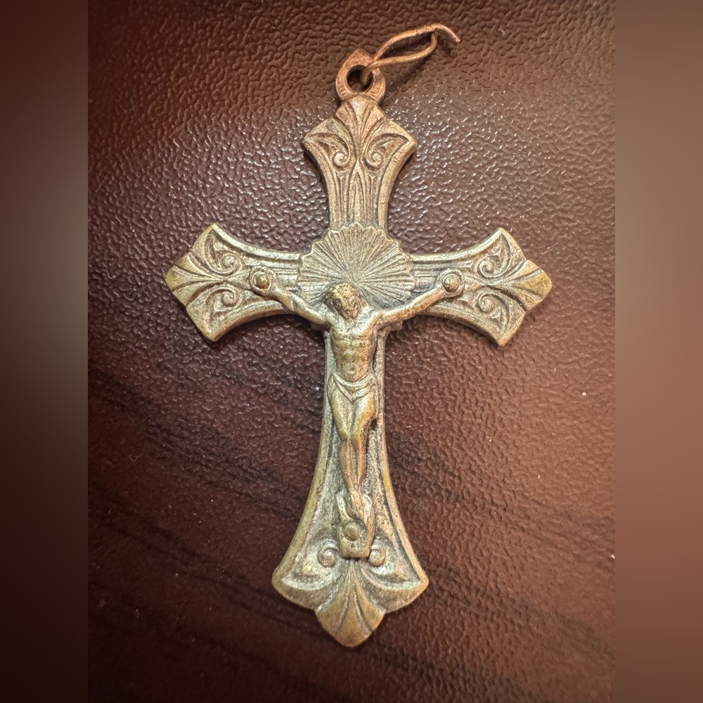 SOLD Vintage Signed Italy Silver-Bronze Crucifix / Cross Pendant; approx 1.75”